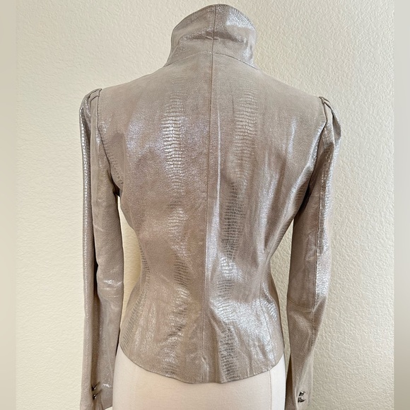 WENDY HIL LEATHER JACKET, SILVER. - Picture 2 of 5